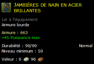 Jambières de nain en acier brillantes