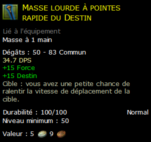 Masse lourde à pointes rapide du Destin