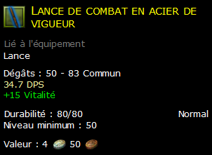 Lance de combat en acier de vigueur