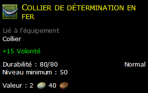 Collier de détermination en fer