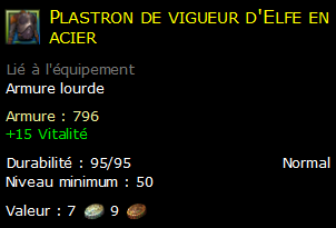 Plastron de vigueur d'Elfe en acier