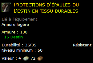 Protections d'épaules du Destin en tissu durables