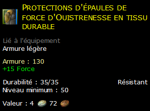 Protections d'épaules de force d'Ouistrenesse en tissu durable