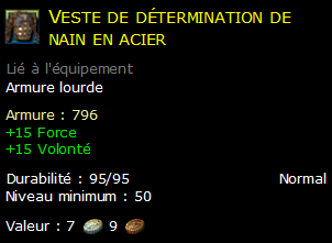 Veste de détermination de nain en acier