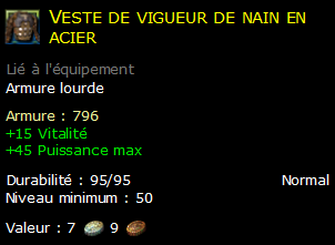 Veste de vigueur de nain en acier