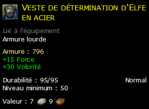 Veste de détermination d'Elfe en acier