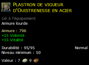 Plastron de vigueur d'Ouistrenesse en acier