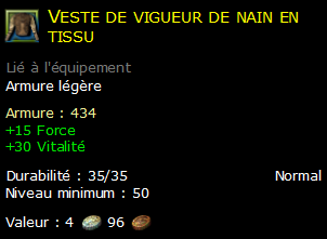 Veste de vigueur de nain en tissu