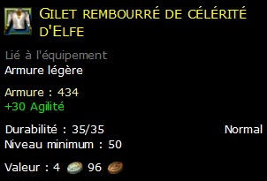 Gilet rembourré de célérité d'Elfe