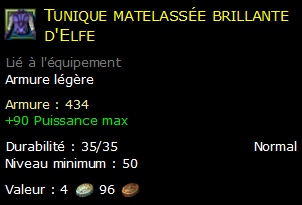 Tunique matelassée brillante d'Elfe