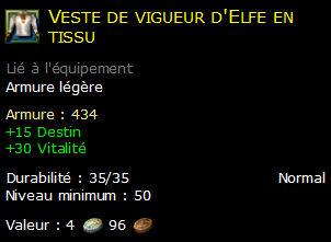 Veste de vigueur d'Elfe en tissu