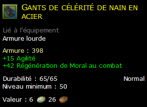 Gants de célérité de nain en acier