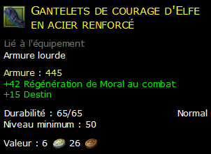 Gantelets de courage d'Elfe en acier renforcé