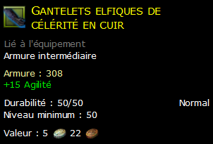 Gantelets elfiques de célérité en cuir