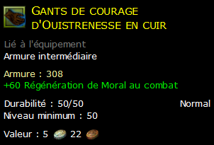 Gants de courage d'Ouistrenesse en cuir