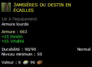 Jambières du destin en écailles