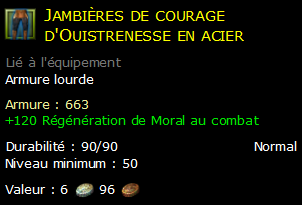 Jambières de courage d'Ouistrenesse en acier