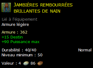 Jambières rembourrées brillantes de nain