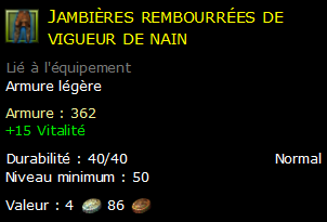 Jambières rembourrées de vigueur de nain