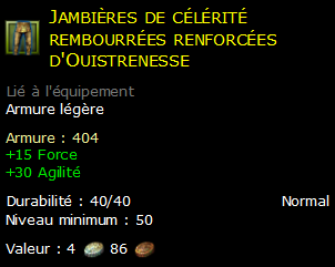 Jambières de célérité rembourrées renforcées d'Ouistrenesse