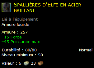 Spallières d'Elfe en acier brillant