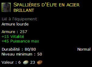 Spallières d'Elfe en acier brillant