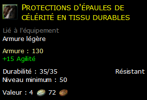 Protections d'épaules de célérité en tissu durables