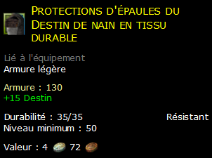 Protections d'épaules du Destin de nain en tissu durable