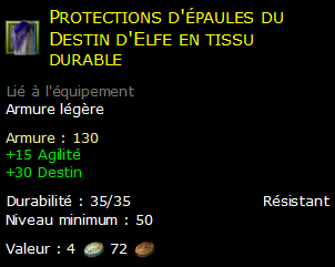 Protections d'épaules du Destin d'Elfe en tissu durable