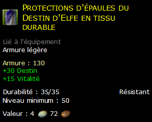 Protections d'épaules du Destin d'Elfe en tissu durable