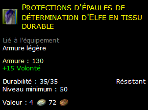 Protections d'épaules de détermination d'Elfe en tissu durable