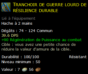 Tranchoir de guerre lourd de résilience durable