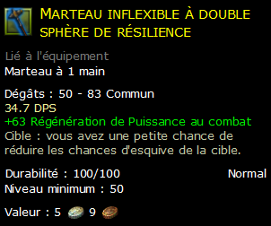 Marteau inflexible à double sphère de résilience