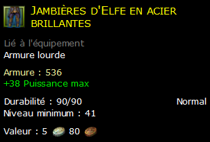 Jambières d'Elfe en acier brillantes