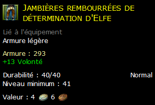 Jambières rembourrées de détermination d'Elfe