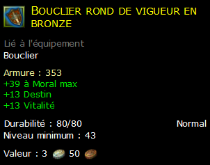 Bouclier rond de vigueur en bronze