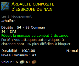 Arbalète composite d'esbroufe de nain