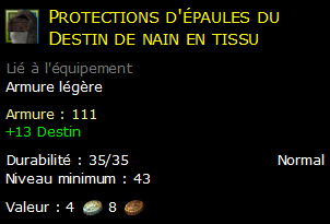 Protections d'épaules du Destin de nain en tissu