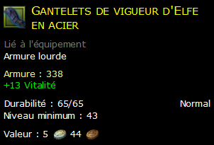 Gantelets de vigueur d'Elfe en acier