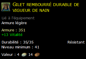 Gilet rembourré durable de vigueur de nain