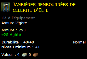 Jambières rembourrées de célérité d'Elfe