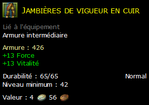 Jambières de vigueur en cuir