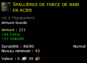 Spallières de force de nain en acier