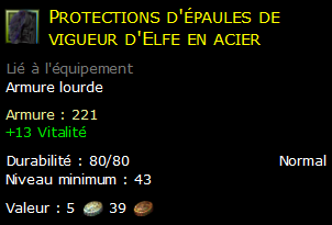 Protections d'épaules de vigueur d'Elfe en acier