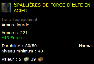 Spallières de force d'Elfe en acier