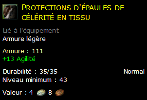 Protections d'épaules de célérité en tissu