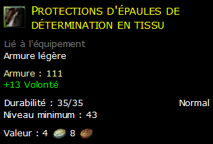 Protections d'épaules de détermination en tissu