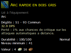 Arc rapide en bois gris