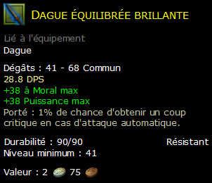 Dague équilibrée brillante