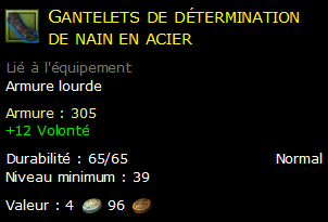 Gantelets de détermination de nain en acier
